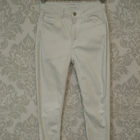 American Apparel White High Waisted Skinny Jeans Size 26 Ankle Zip Cotton - Picture 3 of 8